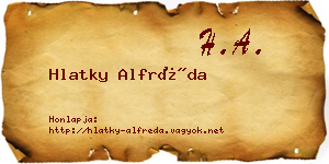 Hlatky Alfréda névjegykártya